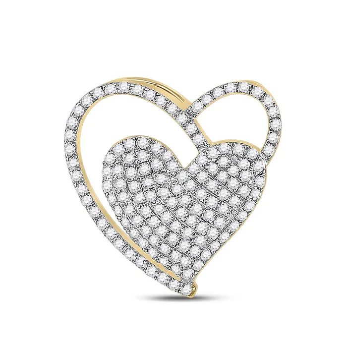 10k Yellow Gold Round Diamond Heart Pendant 38 Cttw gndatlanta Necklaces