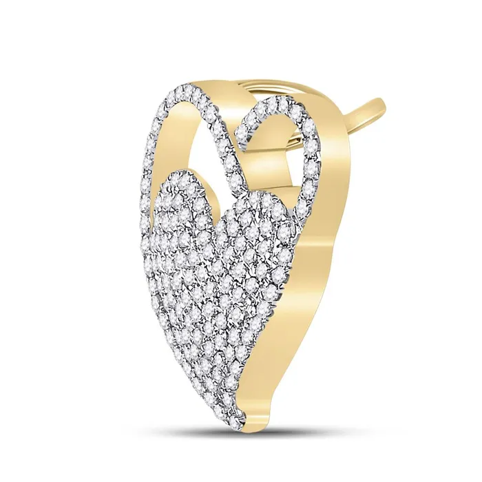 10k Yellow Gold Round Diamond Heart Pendant 38 Cttw gndatlanta Necklaces