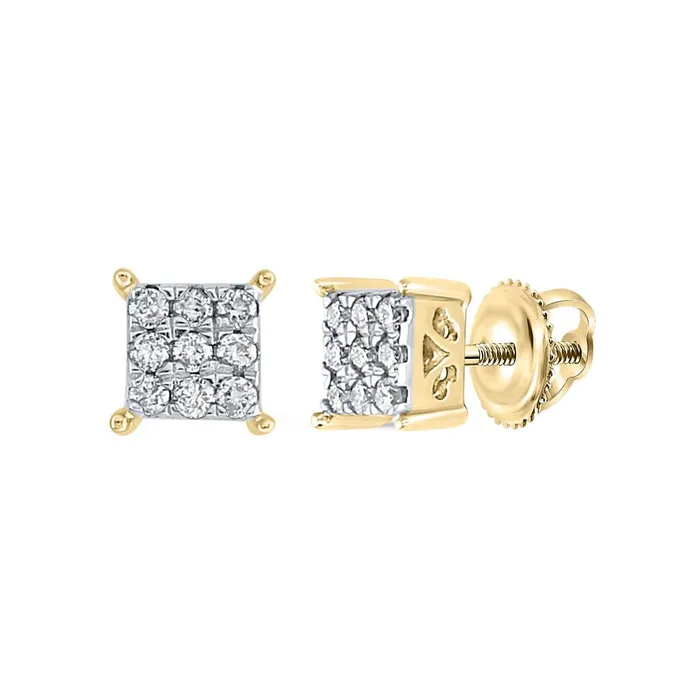10k Yellow Gold Round Diamond Square Cluster Earrings 16 Cttw gndatlanta Earrings 10k Yellow Gold Round Diamond Square Cluster Earrings 16 Cttw gndatlanta Earrings