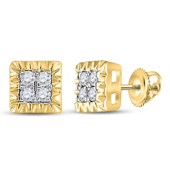 10k Yellow Gold Round Diamond Square Earrings 110 Cttw gndatlanta Earrings 10k Yellow Gold Round Diamond Square Earrings 110 Cttw gndatlanta Earrings