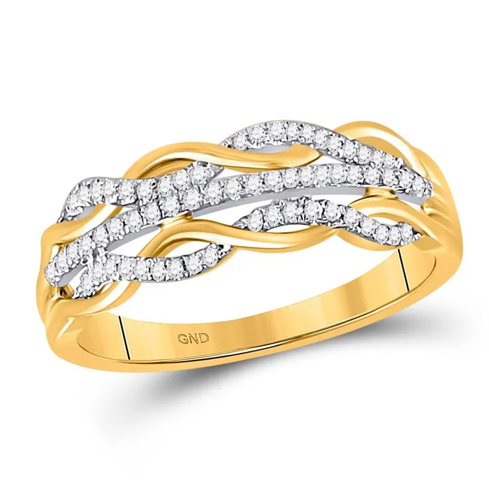 10k Yellow Gold Round Diamond Twist Band Ring 16 Cttw gndatlanta Rings