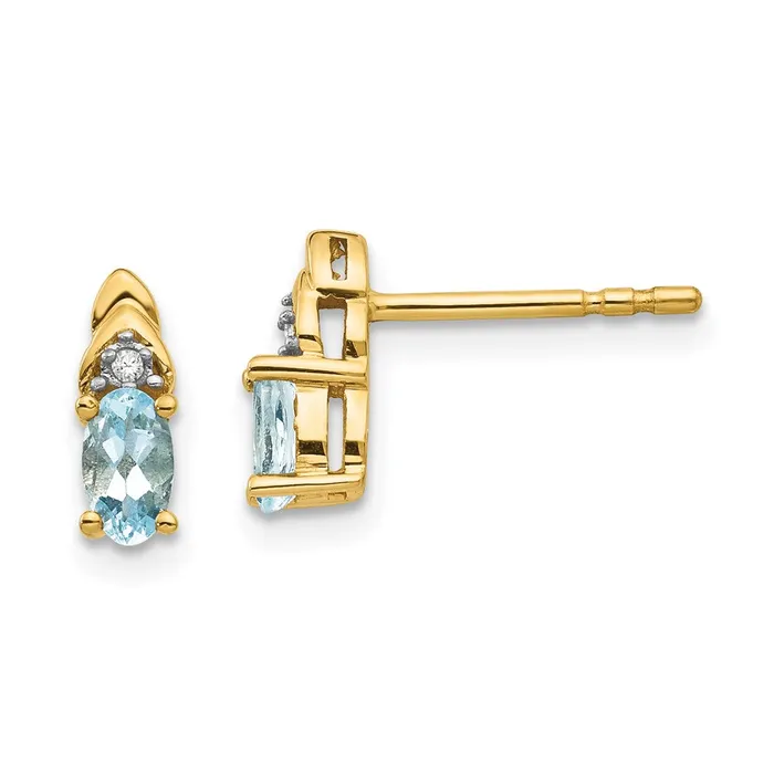 14K Diamond and Aquamarine Earrings goldiaca Earrings