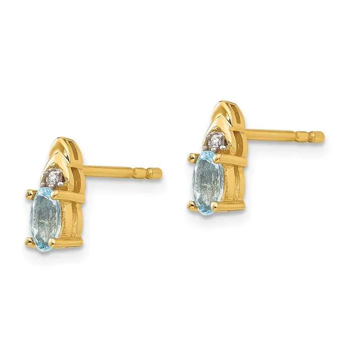 14K Diamond and Aquamarine Earrings goldiaca Earrings