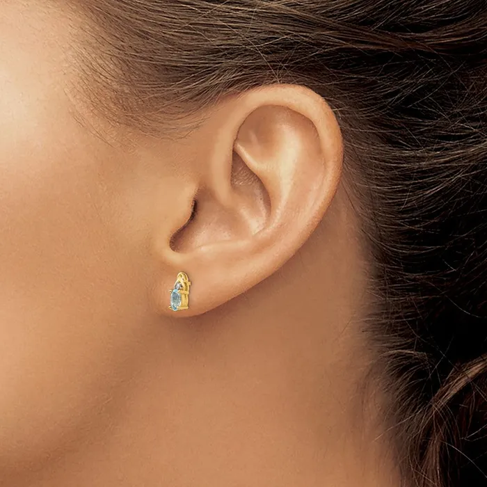 14K Diamond and Aquamarine Earrings goldiaca Earrings