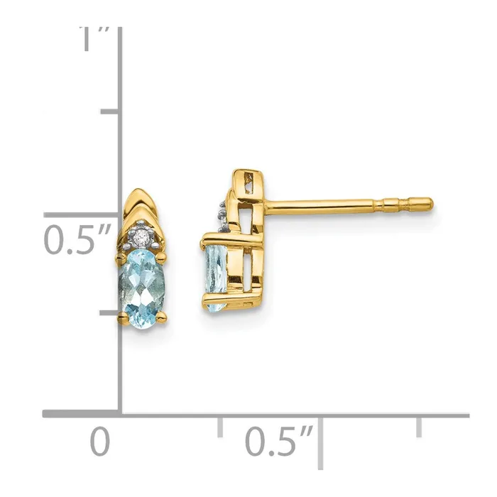 14K Diamond and Aquamarine Earrings goldiaca Earrings