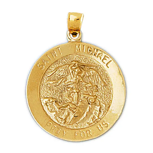 14K Gold Saint Michael Pray For Us Pendant Goldia Necklaces
