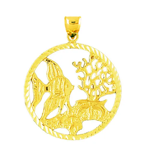 14K Gold Seascape Tropical Fish Medallion Goldia PreStyled Sets