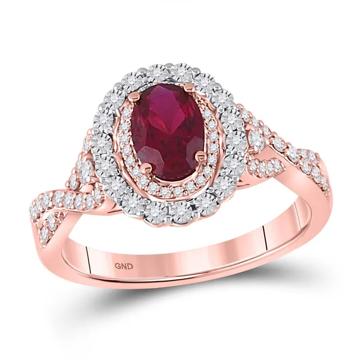14k Rose Gold Oval Created Ruby Diamond Solitaire Ring 1 Cttw gndatlanta Rings 14k Rose Gold Oval Created Ruby Diamond Solitaire Ring 1 Cttw gndatlanta Rings