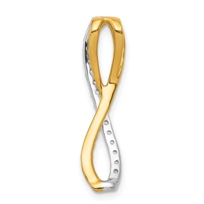 14k TwoTone Gold 15ct Real Diamond Fancy Braided Infinity Chain Slide Goldia Rings