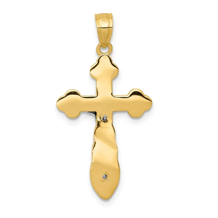 14k Twotone Gold Budded Crucifix Pendant Goldia Rings