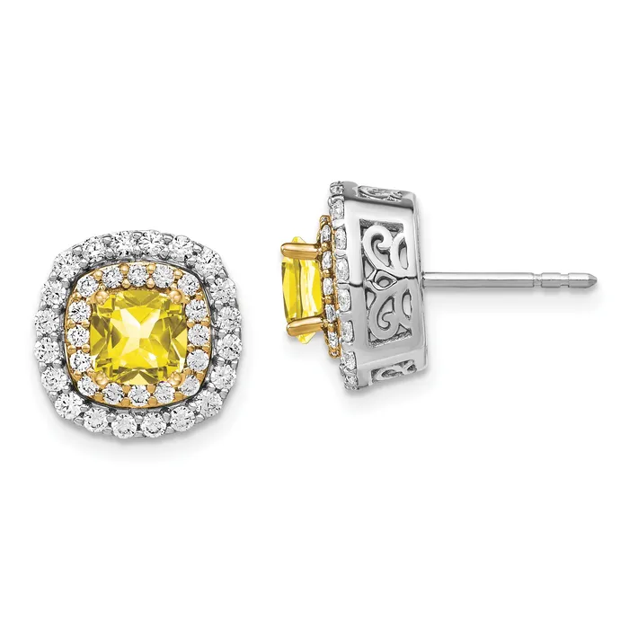 14K TwoTone Lab Grown VSSI G Diamond Created Yellow Sapphire Earrings Goldia Earrings 14K TwoTone Lab Grown VSSI G Diamond Created Yellow Sapphire Earrings Goldia Earrings