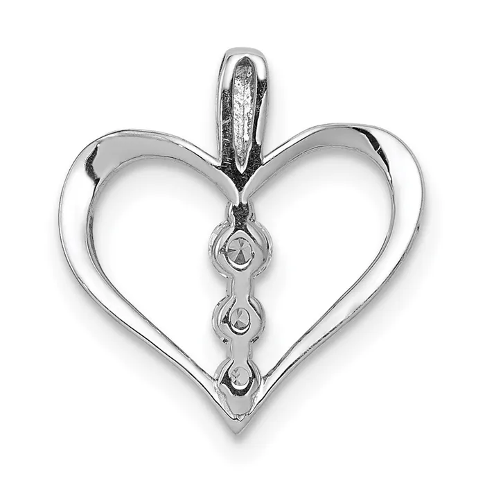 14k White Gold 110ct Real Diamond 3stone Heart Pendant Goldia Necklaces