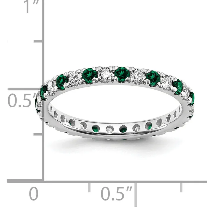 14k White Gold 12 Ct Lab Grown Diamond VSSI G and Lab Created Emerald Eternity Band Ring Goldia Rings