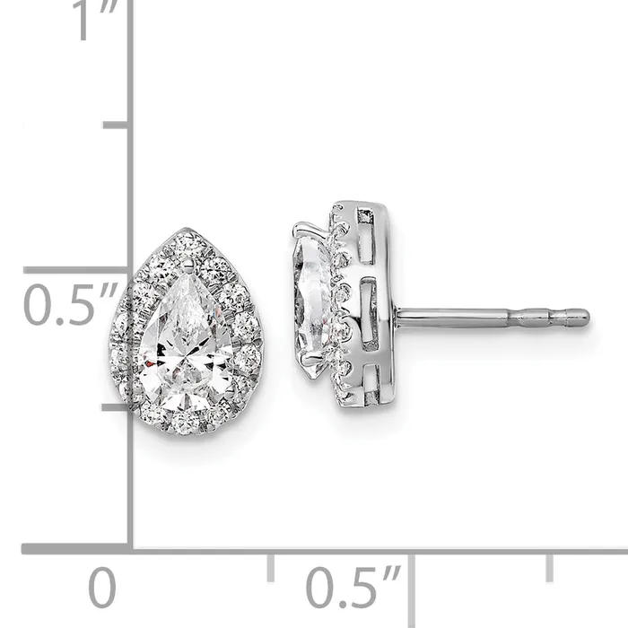 14k White Gold 14 Ct Lab Grown Diamond VSSI G Pear Halo Earrings Goldia Earrings