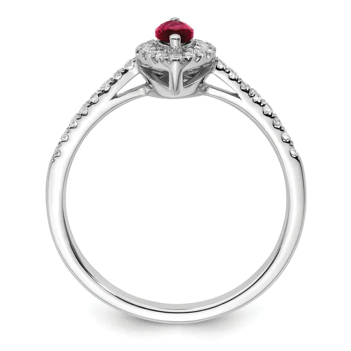 14k White Gold 15 Ct Lab Grown Diamond VSSI G and Lab Created Ruby July Birthstone Ring Goldia Rings