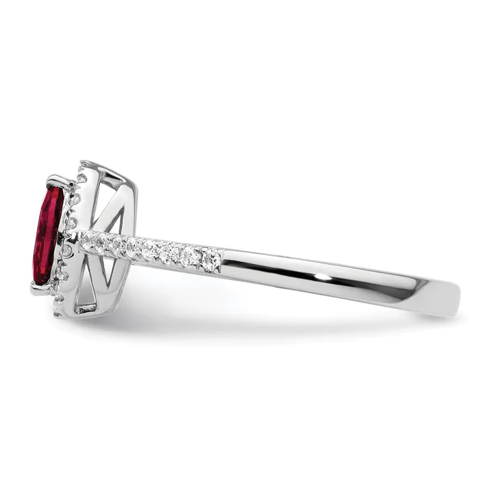14k White Gold 15 Ct Lab Grown Diamond VSSI G and Lab Created Ruby July Birthstone Ring Goldia Rings