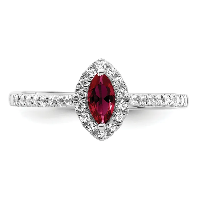14k White Gold 15 Ct Lab Grown Diamond VSSI G and Lab Created Ruby July Birthstone Ring Goldia Rings
