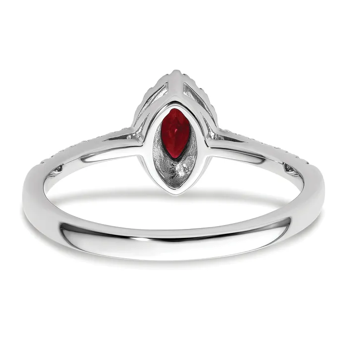 14k White Gold 15 Ct Lab Grown Diamond VSSI G and Lab Created Ruby July Birthstone Ring Goldia Rings