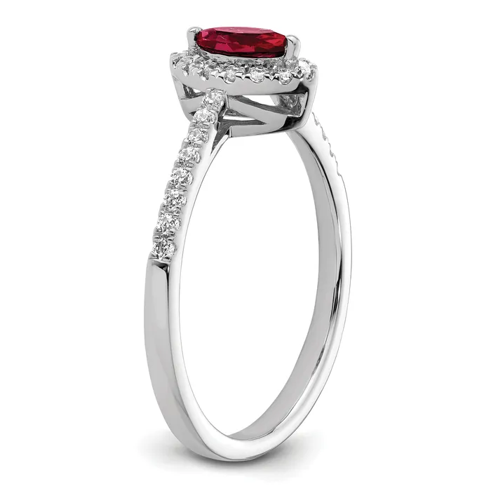14k White Gold 15 Ct Lab Grown Diamond VSSI G and Lab Created Ruby July Birthstone Ring Goldia Rings