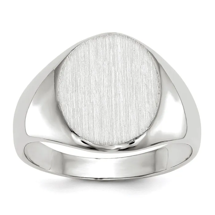 14k White Gold 125x110mm Open Back Signet Ring Goldia Rings