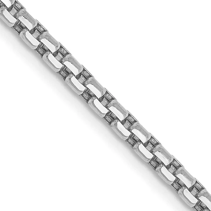14K White Gold 18 inch 245mm SemiSolid Round Box with Lobster Clasp Chain Necklace MDS Necklaces 14K White Gold 18 inch 245mm SemiSolid Round Box with Lobster Clasp Chain Necklace MDS Necklaces
