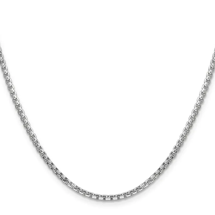 14K White Gold 18 inch 245mm SemiSolid Round Box with Lobster Clasp Chain Necklace MDS Necklaces 14K White Gold 18 inch 245mm SemiSolid Round Box with Lobster Clasp Chain Necklace MDS Necklaces