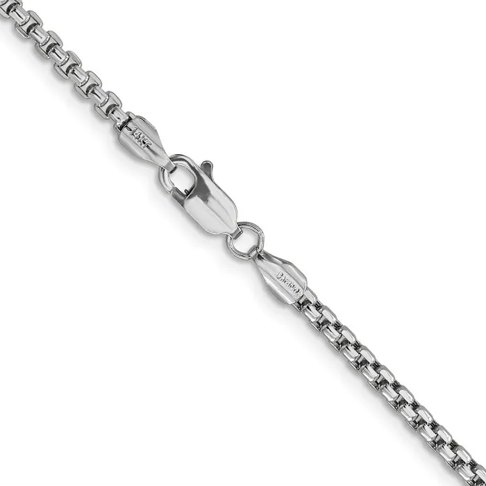 14K White Gold 18 inch 245mm SemiSolid Round Box with Lobster Clasp Chain Necklace MDS Necklaces 14K White Gold 18 inch 245mm SemiSolid Round Box with Lobster Clasp Chain Necklace MDS Necklaces