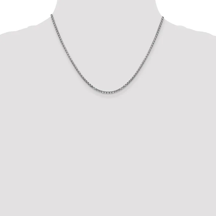 14K White Gold 18 inch 245mm SemiSolid Round Box with Lobster Clasp Chain Necklace MDS Necklaces 14K White Gold 18 inch 245mm SemiSolid Round Box with Lobster Clasp Chain Necklace MDS Necklaces