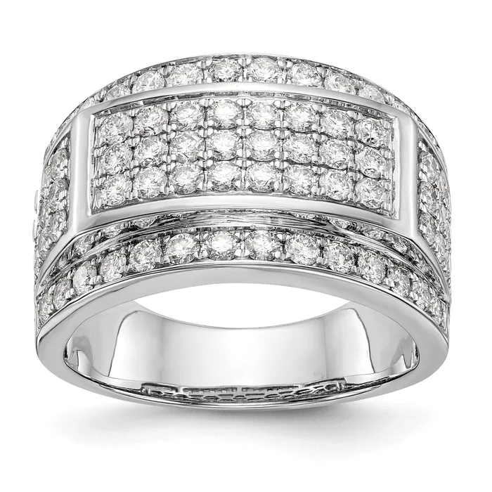 14k White Gold 2 Ct Lab Grown Diamond VSSI G Mens Ring Goldia Rings