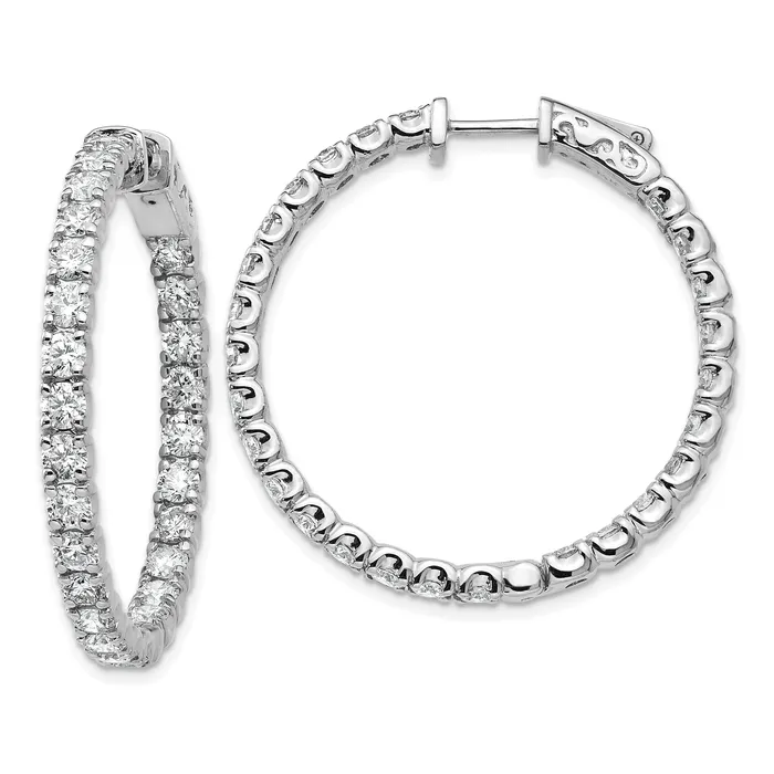 14k White Gold 4 78 Ct Lab Grown Diamond VSSI G Round In and Out Safety Clasp Hoop Earrings Goldia Earrings 14k White Gold 4 78 Ct Lab Grown Diamond VSSI G Round In and Out Safety Clasp Hoop Earrings Goldia Earrings