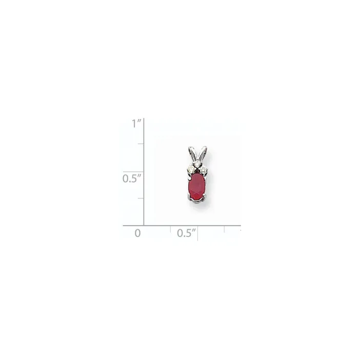 14k White Gold 6x4mm Oval Ruby AA Diamond pendant Goldiacom Necklaces
