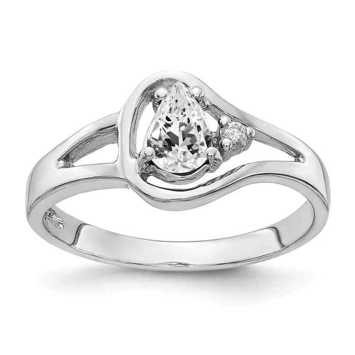 14k White Gold 6x4mm Pear Cubic Zirconia A Real Diamond ring Goldiacom Rings