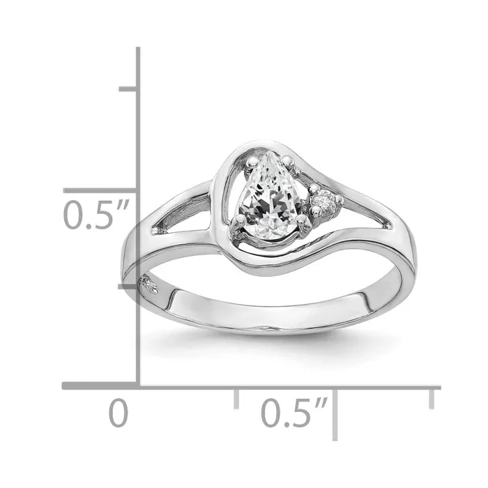14k White Gold 6x4mm Pear Cubic Zirconia A Real Diamond ring Goldiacom Rings