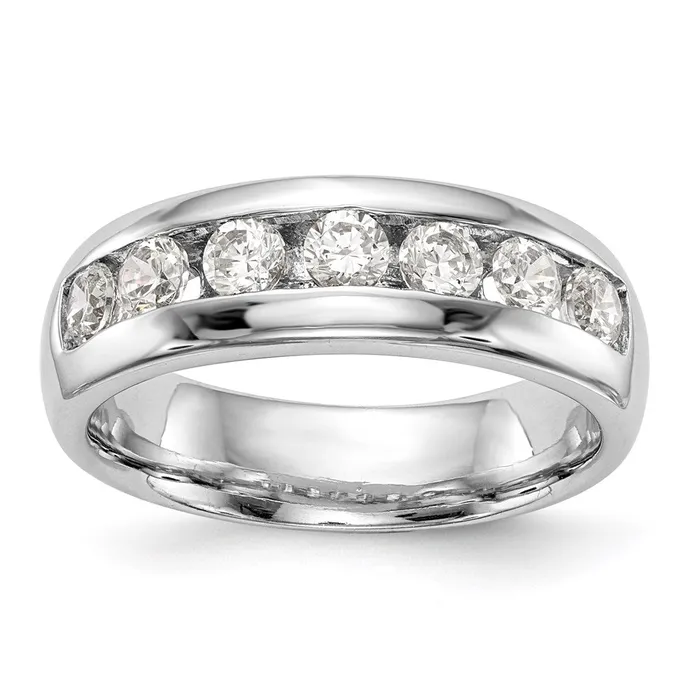 14K White Gold 7Stone Channel Band Goldia Rings