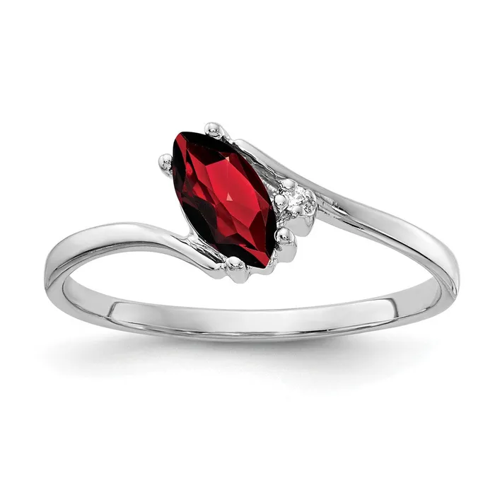 14k White Gold 7x35mm Marquise Garnet VS Diamond ring Goldia Rings