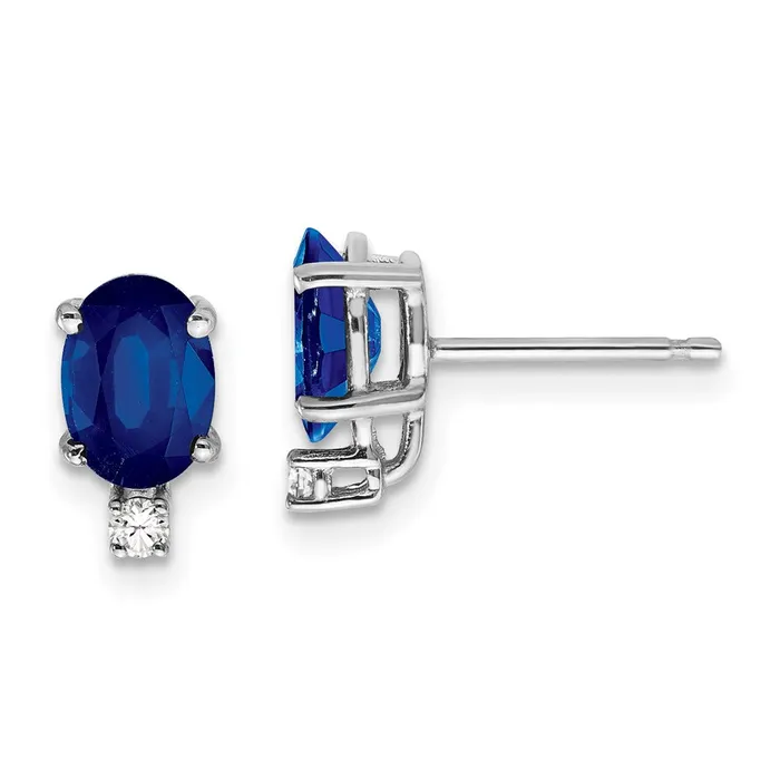14k White Gold 7x5mm Oval Sapphire VS Real Diamond Earrings Goldia Earrings 14k White Gold 7x5mm Oval Sapphire VS Real Diamond Earrings Goldia Earrings