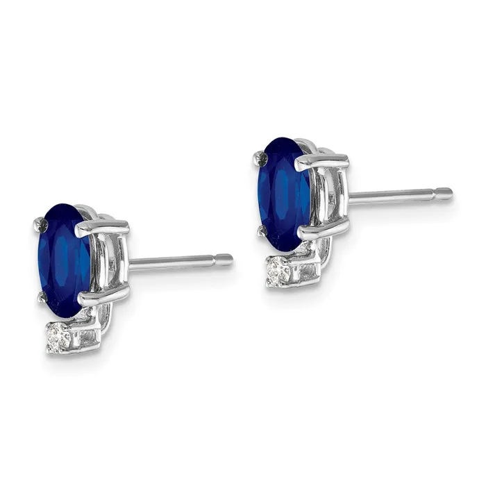 14k White Gold 7x5mm Oval Sapphire VS Real Diamond Earrings Goldia Earrings