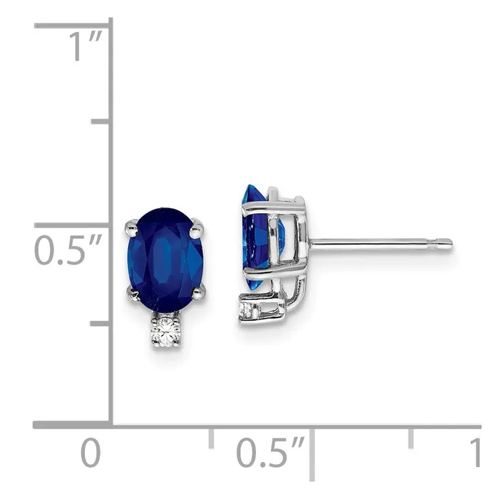 14k White Gold 7x5mm Oval Sapphire VS Real Diamond Earrings Goldia Earrings