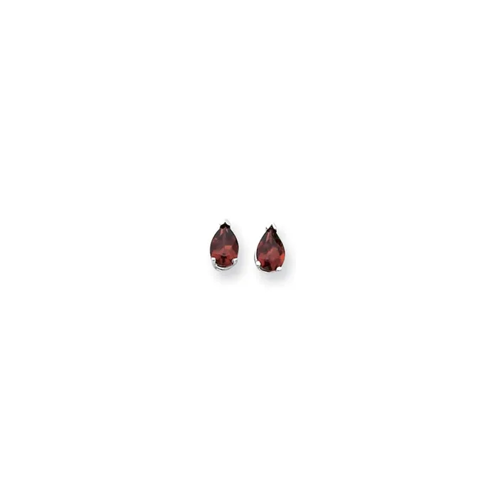 14k White Gold 7x5mm Pear Garnet Checker Earrings Goldia Earrings