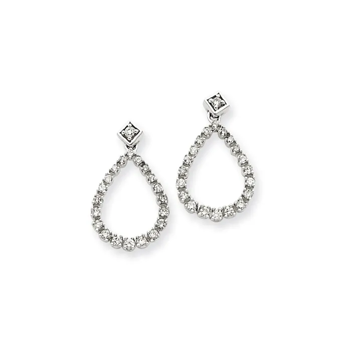 14K White Gold AA Real Diamond Post Earrings Goldia Earrings