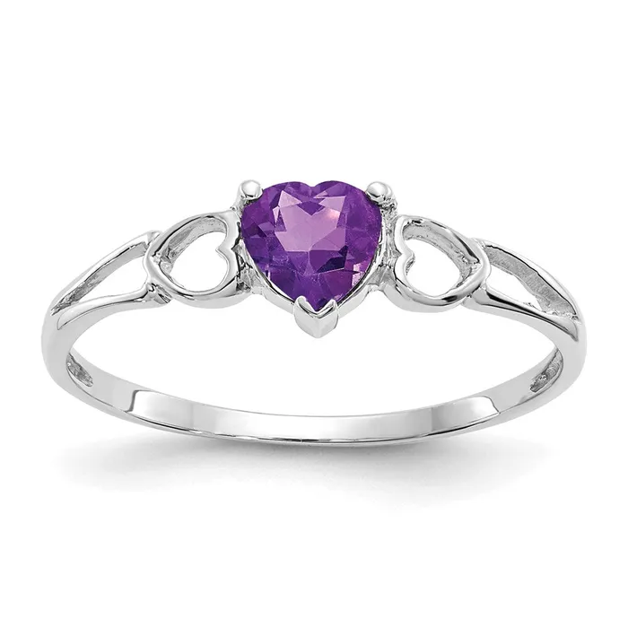 14k White Gold Amethyst Birthstone Ring Goldia Rings