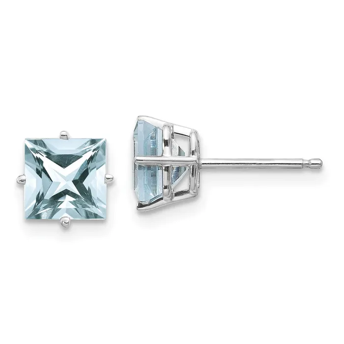 14k White Gold Aquamarine Earrings Goldia Earrings