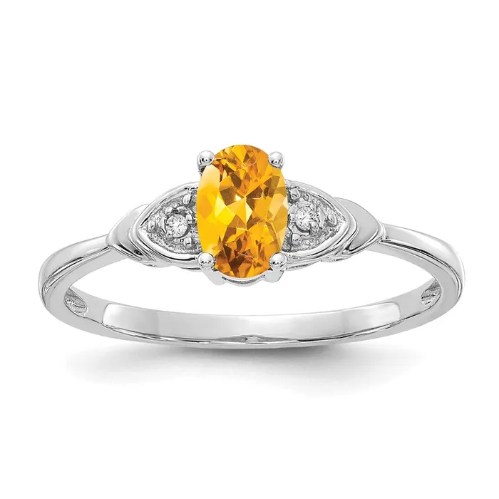 14k White Gold Citrine and Real Diamond Ring Goldiacom Rings