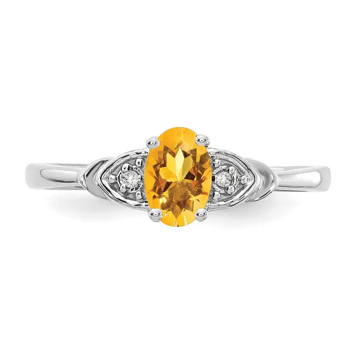 14k White Gold Citrine and Real Diamond Ring Goldiacom Rings