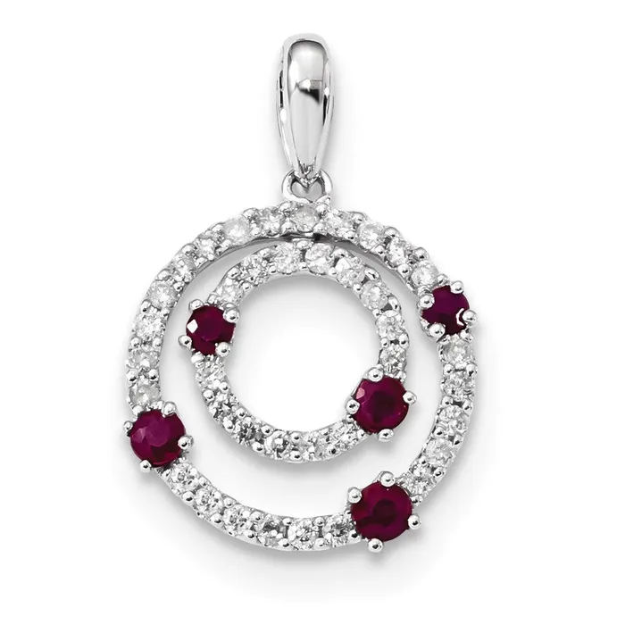 14k White Gold Diamond and Ruby Round Polished Pendant Goldiacom Necklaces 14k White Gold Diamond and Ruby Round Polished Pendant Goldiacom Necklaces
