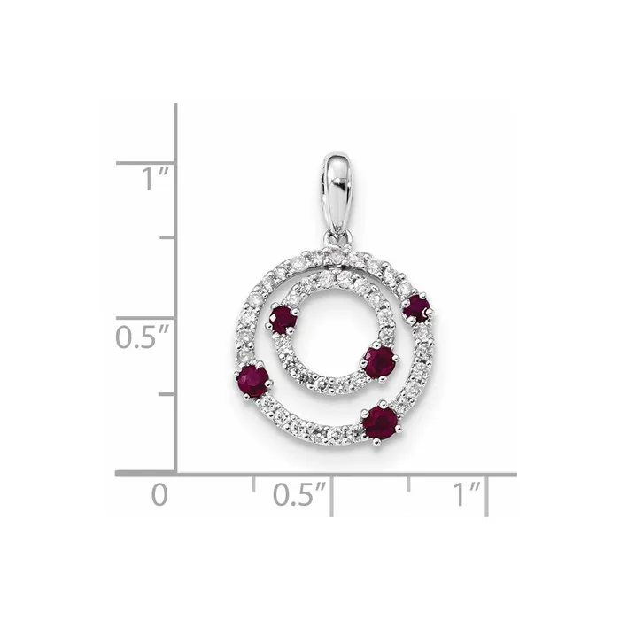 14k White Gold Diamond and Ruby Round Polished Pendant Goldiacom Necklaces