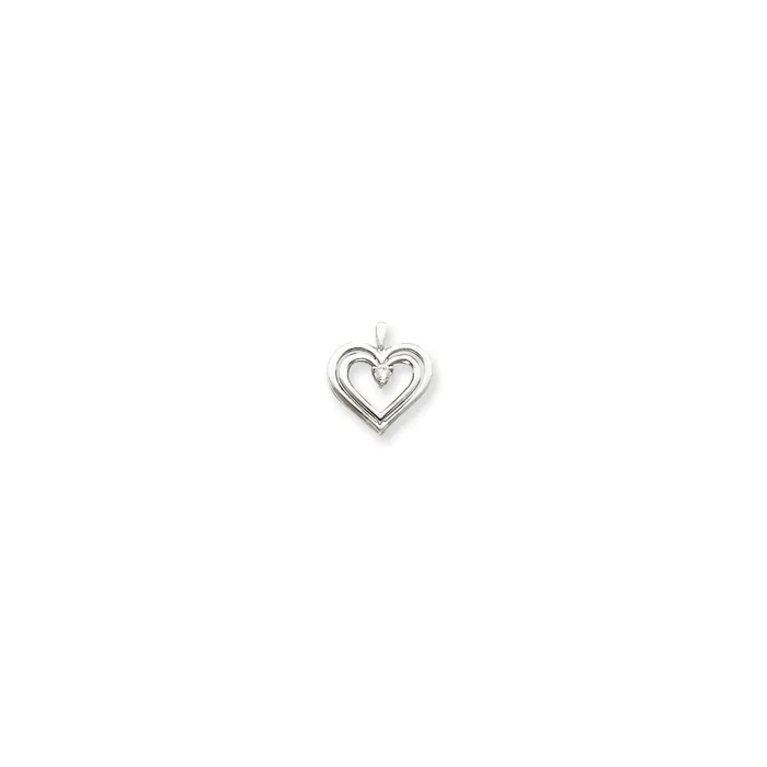 14k White Gold Diamond Heart Pendant Goldia Necklaces