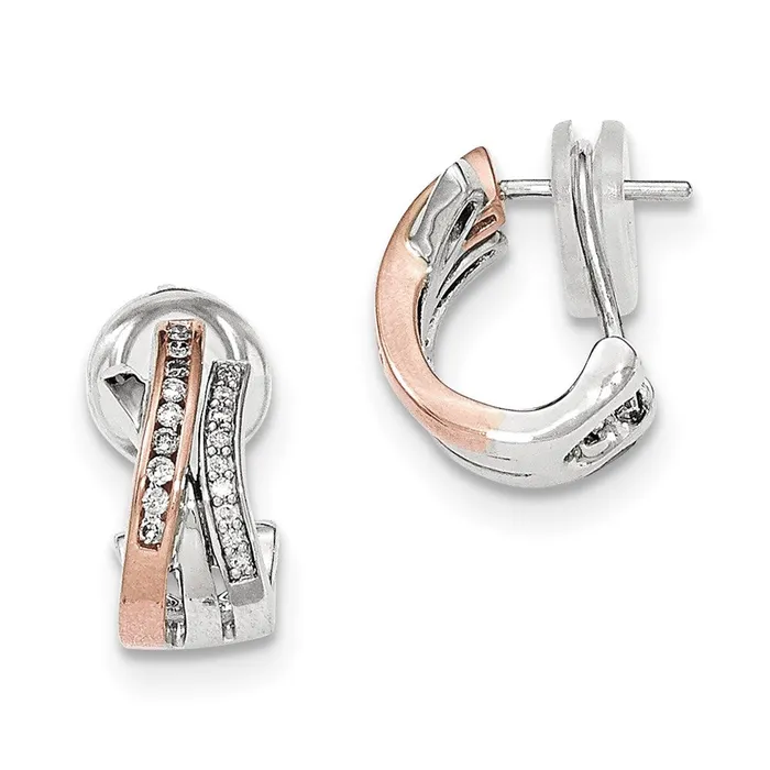 14k White Gold Diamond Rose Rhodium Omega Back Earrings Goldia Earrings 14k White Gold Diamond Rose Rhodium Omega Back Earrings Goldia Earrings