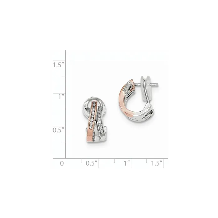 14k White Gold Diamond Rose Rhodium Omega Back Earrings Goldia Earrings
