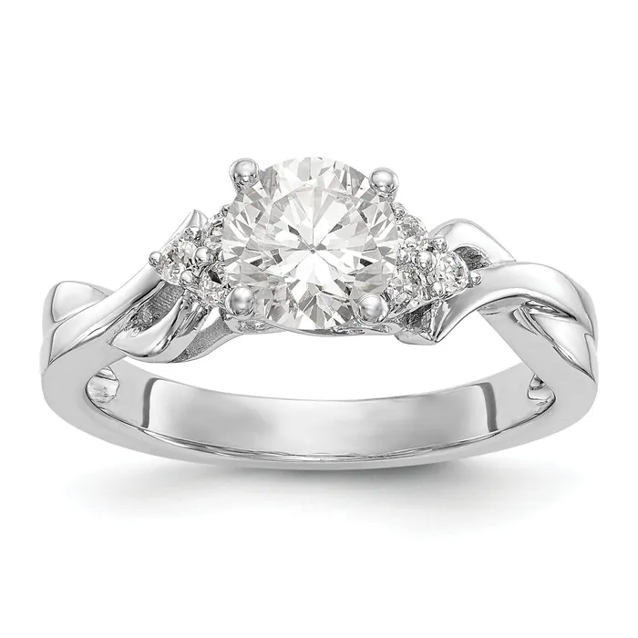 14k White Gold Diamond Round CZ Criss Cross Engagement Ring Goldiacom Rings